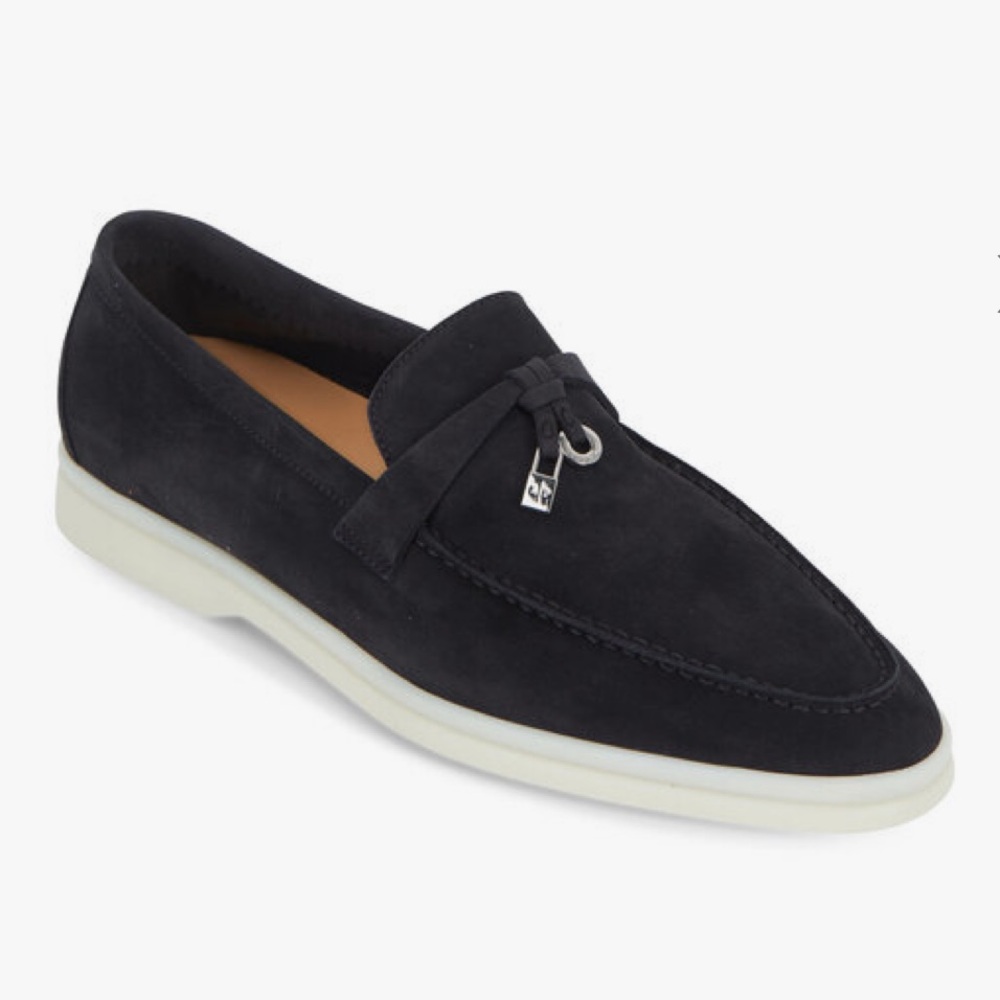 Loro Piana Black Suede Summer Charms Walk Slip On‎ Loafers Black 7.5W 6.5M NWT